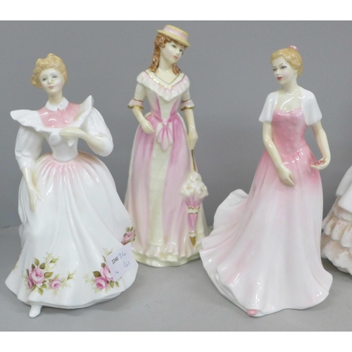 685 - Six Royal Doulton figures, Ashley, Alice, Claire, Jane, Julie and Gillian