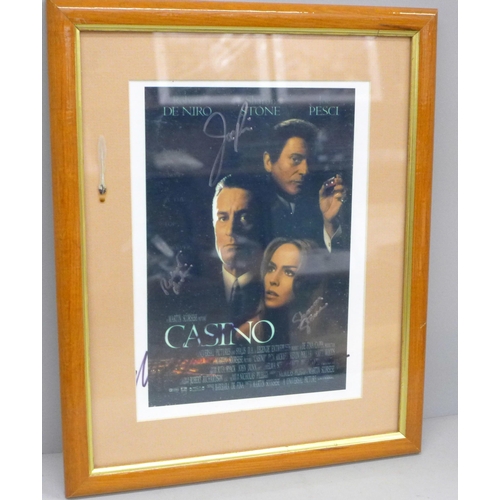 692 - Film, Casino film promo featuring autographs Joe Pesci, Sharon Stone, Robert De Niro and one other