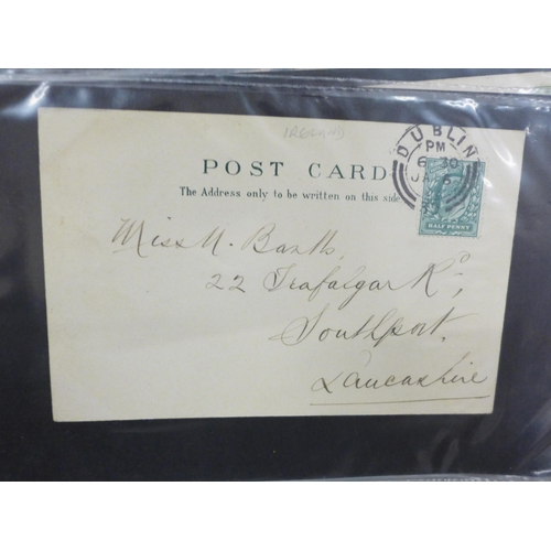 696 - Stamps; Irish postal history in album, 61 covers, pre stamps onwards, including first flight, etc.