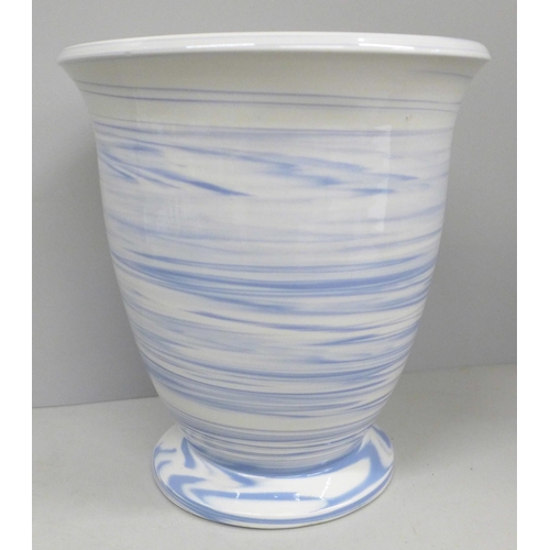 702 - A Wedgwood blue marble swirl vase, also marked 04 and MH, 19.5cm