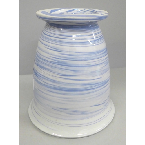 702 - A Wedgwood blue marble swirl vase, also marked 04 and MH, 19.5cm