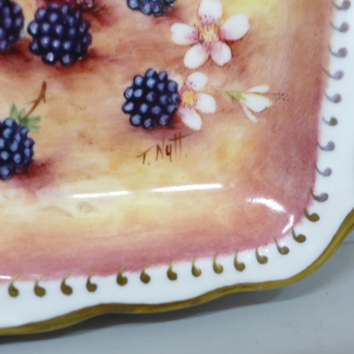 729 - A Terence Nutt hand painted fruit still life dish, 29.5cm