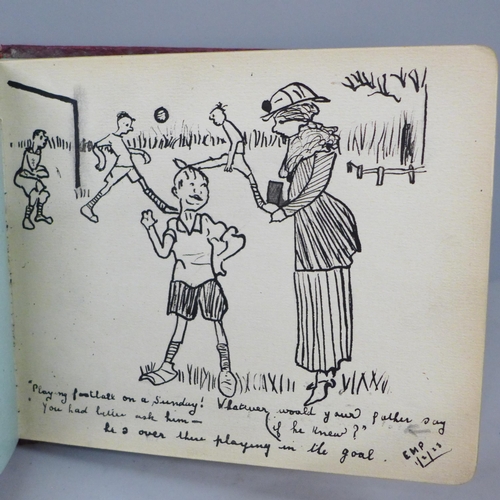 730 - A keepsake book with drawings and verse, circa 1920s-60s