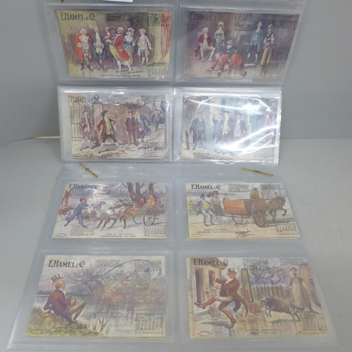 748 - Two sets of E. Hamel & Co. of Nottingham advertising calendar postcards circa 1910 - The Twelve Ages... 