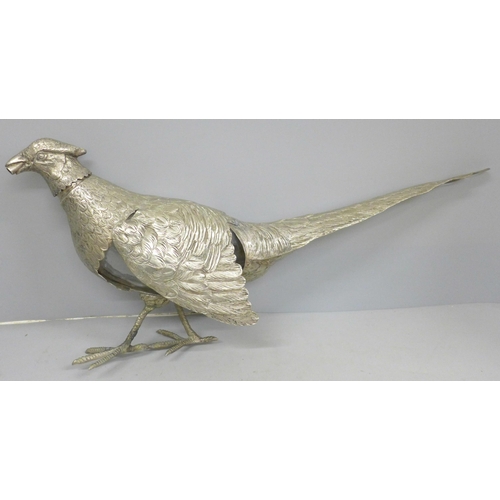 753 - A silver plated model Pheasant decanter