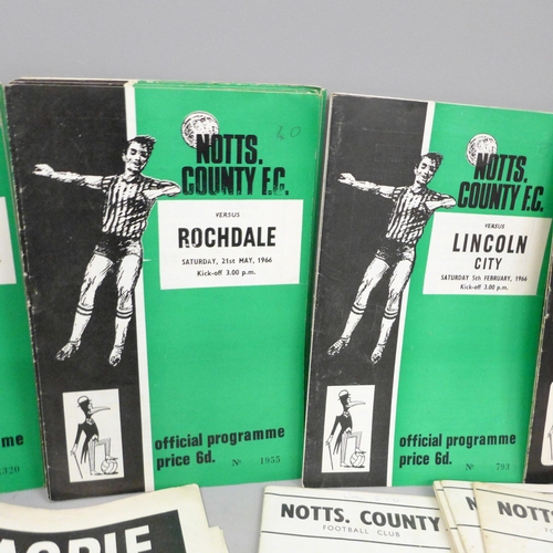 757 - A collection of 1960s Notts County football programmes, 1965/66 and 1967/68 seasons