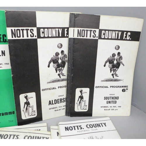 757 - A collection of 1960s Notts County football programmes, 1965/66 and 1967/68 seasons