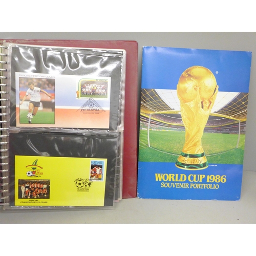 766 - Football; an album of World Cup first day covers together with a 1986 souvenir portfolio