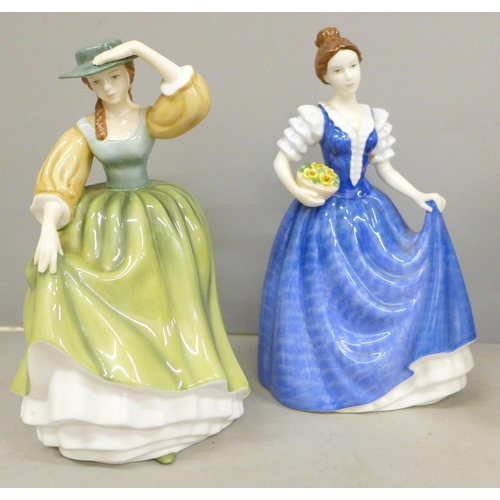 775 - Four Royal Doulton figures and a Royal Worcester figure, boxed