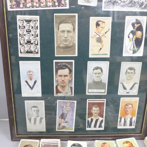 781 - Football and cycling cigarette cards and a framed collection of Notts County players, sets and odds