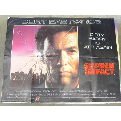 784 - Film posters, Sudden Impact, Clint Eastwood, Airport 1975 and Peggy Sue Got Married