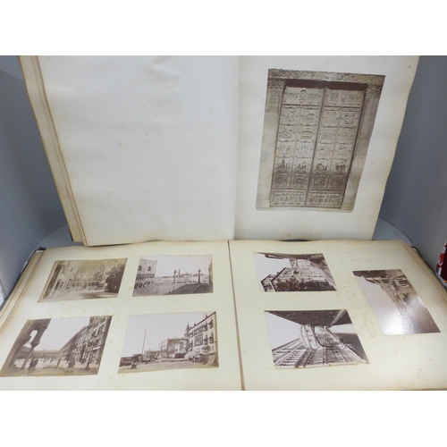 786 - Two late 19th century photograph albums, mostly European and art subjects