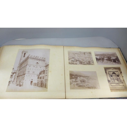 786 - Two late 19th century photograph albums, mostly European and art subjects