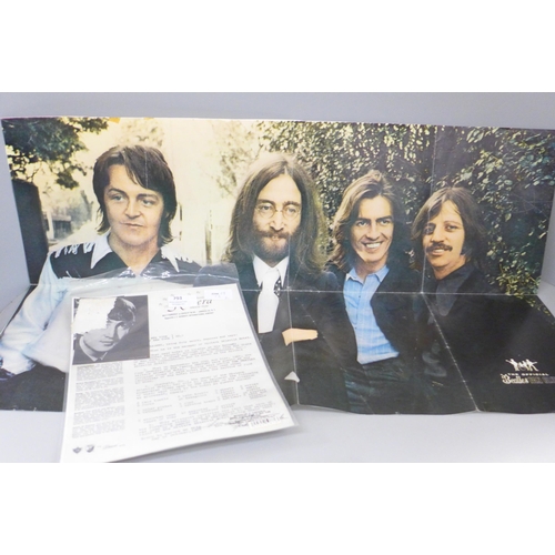 793 - The Beatles; fan club poster 1968 and Riviera Hotel, a piece of John Lennon bedsheet