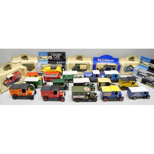 823 - A collection of die-cast model vehicles, mainly Models of Yesteryear, (some with flattened boxes)