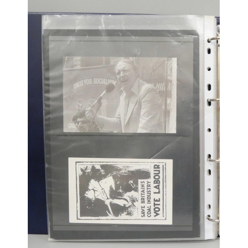 857 - Politics: Album of politcal ephemera and postcards including correspondence from Harold Wilson, Ted ... 