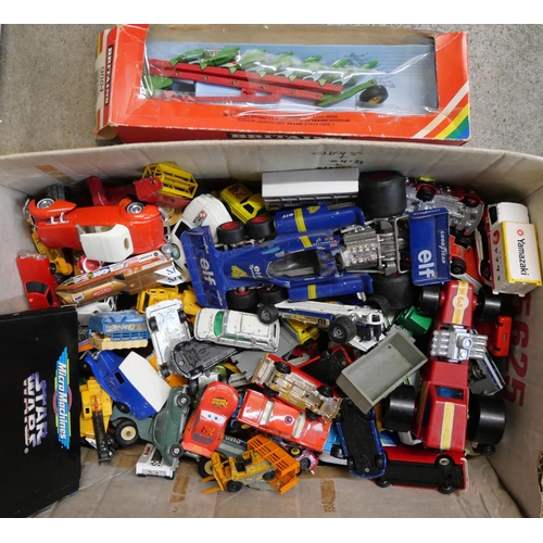 876 - A quantity of playworn tin-plate cars, etc.