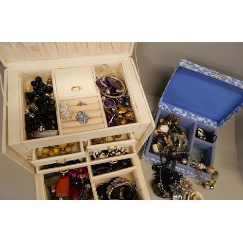 881 - Two boxes of costume jewellery