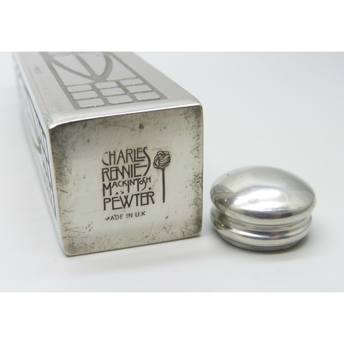 955 - A Charles Rennie Mackintosh pewter bottle, 11cm