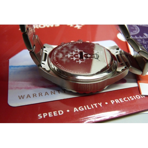 969 - A Bradford Exchange Royal Air Force Red Arrows wristwatch, boxed with papers, 47mm including crown