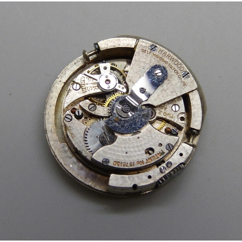 981 - A gentleman's Harwood Automatic watch movement (inventor of first automatic movements), movement sig... 