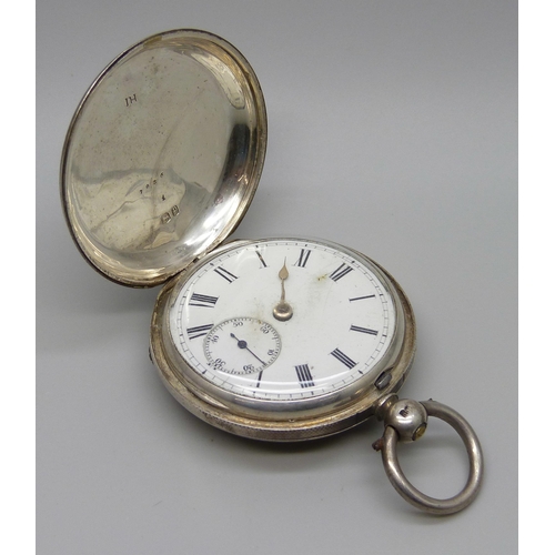 986 - A silver full hunter pocket watch, London 1870