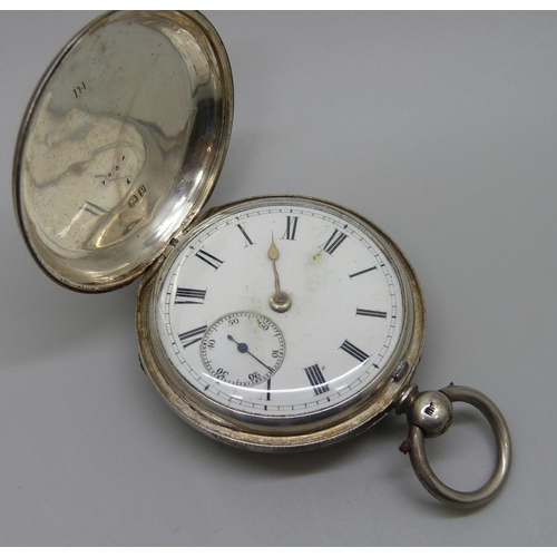 986 - A silver full hunter pocket watch, London 1870