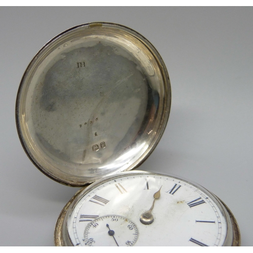 986 - A silver full hunter pocket watch, London 1870