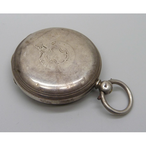 986 - A silver full hunter pocket watch, London 1870