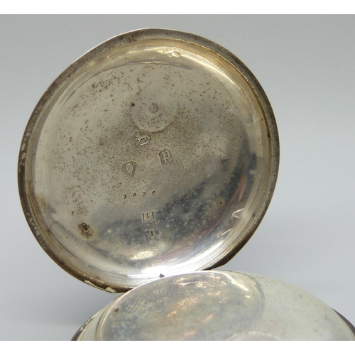 986 - A silver full hunter pocket watch, London 1870