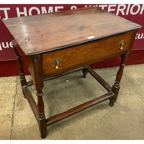 149 - A William III joint oak single drawer side table