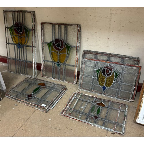 280 - A collection of stained glass window panes