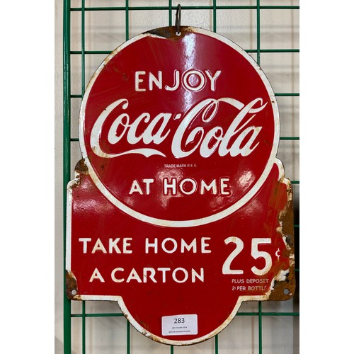 283 - A Coca-cola enamelled metal advertising sign