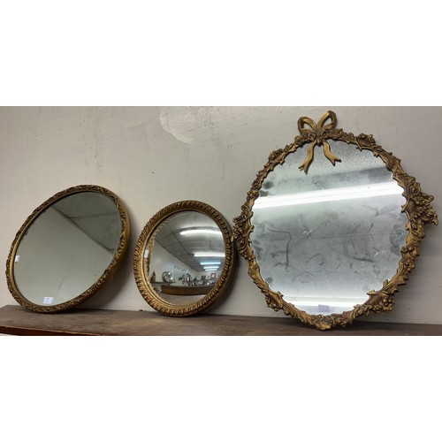 304 - Three gilt framed mirrors