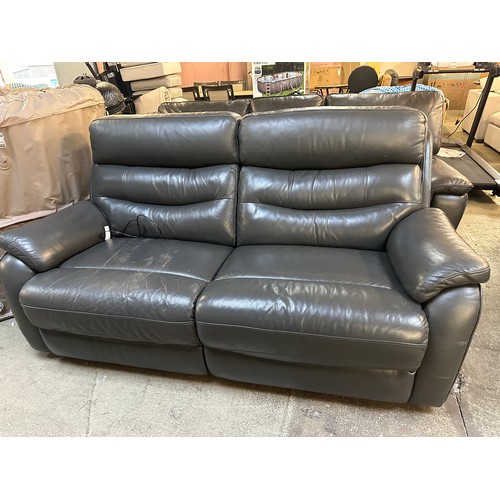 3183 - Grace Grey Leather 2.5 Seater Power Recliner, Original RRP £833.33 + Vat (4216-24) *This lot is subj... 