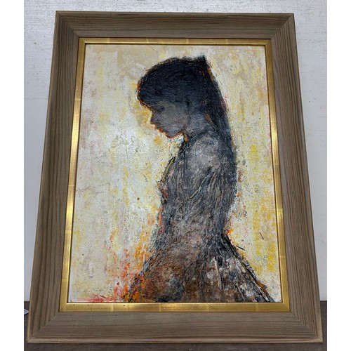 313 - Christian Bjorn Larsen (Danish School), portrait of a girl, acrylic on board, framed