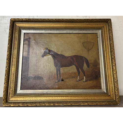 314 - A study of a horse in stable, oil on canvas, framed