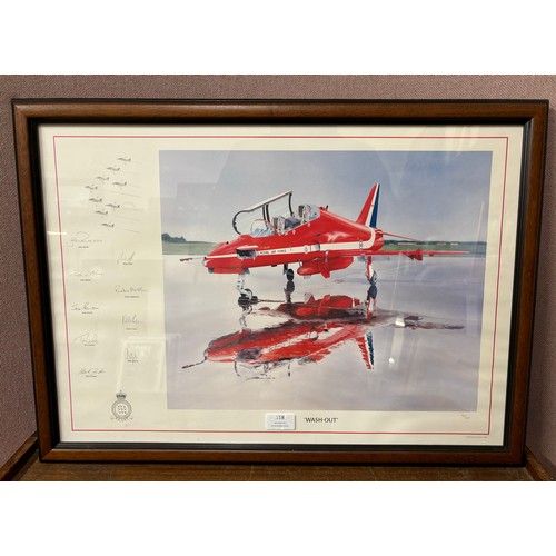 318 - A Mark Zankr limited edition print, Red Arrows, Wash Out, no. 41/100, bearing signatures, framed