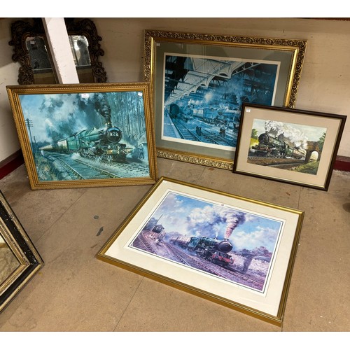 319 - Four railway related prints, including one signed by Terence Cuneo