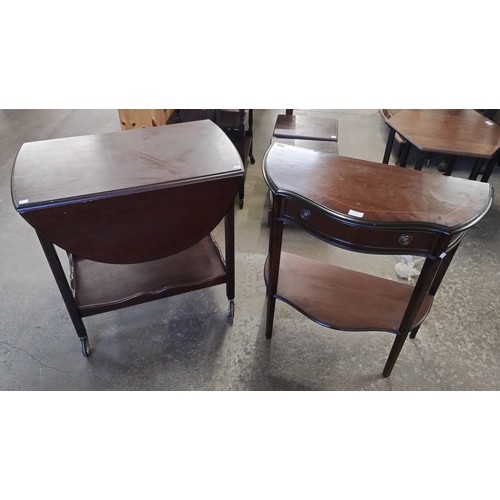 222 - An early 20th Century mahogany drop-leaf trolley and a mahogany side table