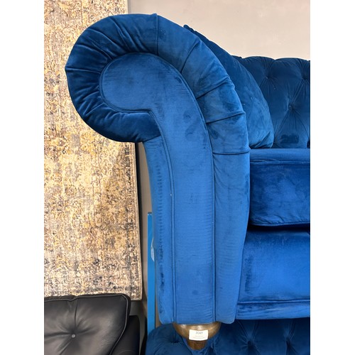 3049 - Bordeaux 4 Seater Navy Blue Velvet Sofa, Original RRP £874.99 + Vat (4216-10) *This lot is subject t... 