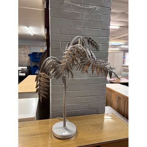 3070 - A silver palm tree table lamp