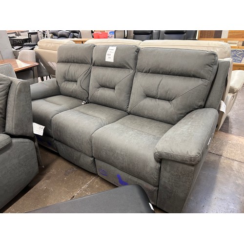 3092 - Justin Grey 3 Seater Power Recliner, Original RRP £833.33 + Vat (4216-28) *This lot is subject to Va... 