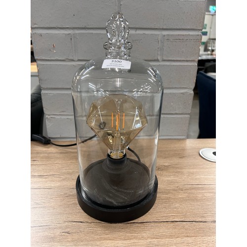 3100 - A table lamp enclosed in a glass case