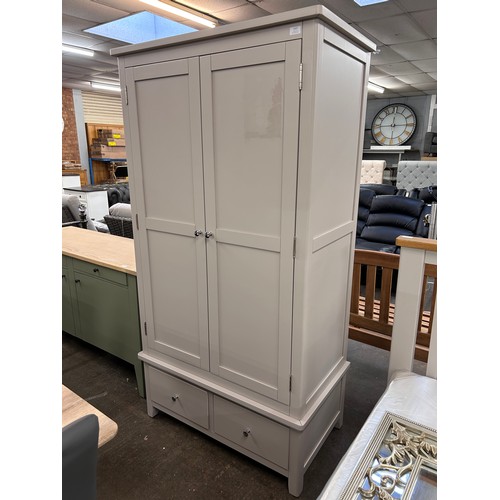 3107 - A Portland two drawer wardrobe, light grey