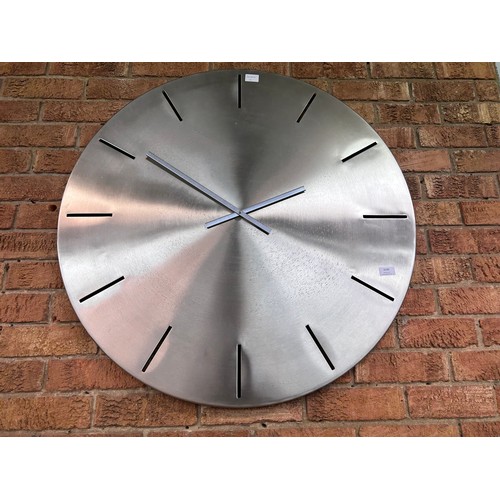 3140 - A large brushed steel minimalist clock