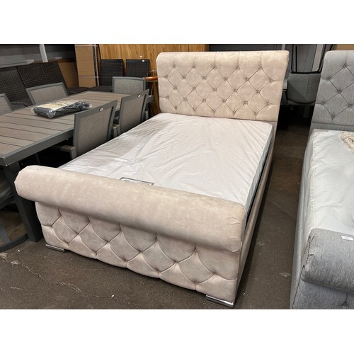 3145 - A champagne velvet double bed