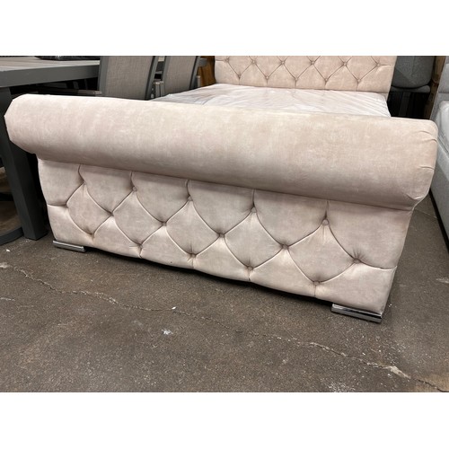 3145 - A champagne velvet double bed