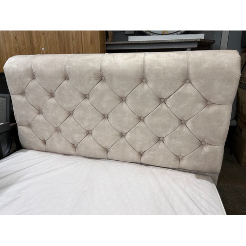 3145 - A champagne velvet double bed