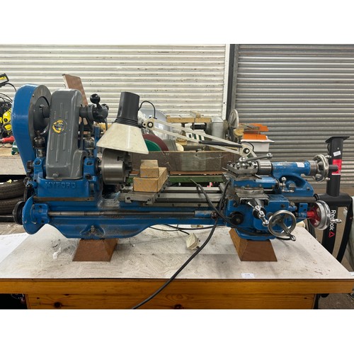 5149 - A Myford ML7 metal working lathe with a TG5, 4 jaw chuck and a Jacob 3 jaw chuck, mounted on wooden ... 